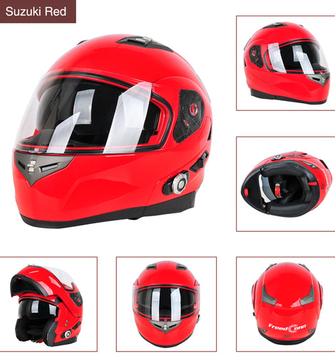 Red motorcycle discount helmet with bluetooth