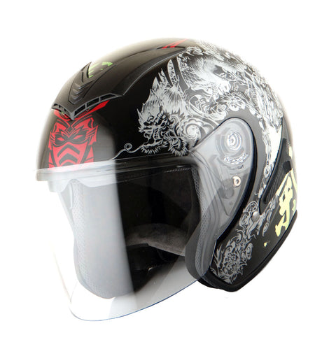 1Storm Motorcycle Open Face Fiber Glass Dual Visor Helmet