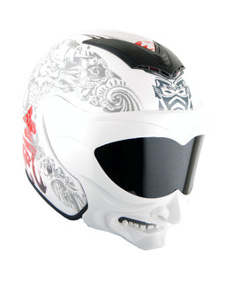 1Storm Motorcycle Open Face Fiber Glass Dual Visor Helmet HB_609 Scooter Classical Knight Bike Samurai + Motorcycle Bluetooth Headset