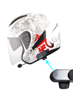 1Storm Motorcycle Open Face Fiber Glass Dual Visor Helmet HB_609 Scooter Classical Knight Bike Samurai + Motorcycle Bluetooth Headset