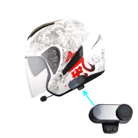 1Storm Motorcycle Open Face Fiber Glass Dual Visor Helmet HB_609 Scooter Classical Knight Bike Samurai + Motorcycle Bluetooth Headset