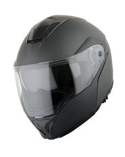 Martian Genuine Real Carbon Fiber Motorcycle Modular Flip up Full Face Helmet HB-BMF-B10 Matt Carbon Black, DOT Approved