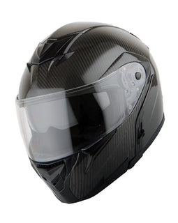 Martian Genuine Real Carbon Fiber Motorcycle Modular Flip up Full Face Helmet HB-B1 Glossy Carbon Black, DOT Approved
