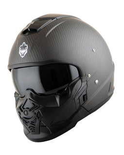 Martian Genuine Real Carbon Fiber Motorcycle Full Face Helmet HB-B2 Open Face Glossy Carbon Black, DOT Approved