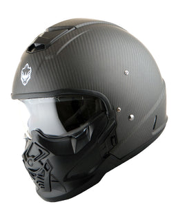 Martian Genuine Real Carbon Fiber Motorcycle Full Face Helmet HB-B2 Open Face Glossy Carbon Black, DOT Approved