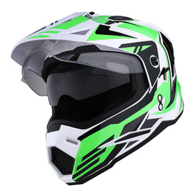 1Storm Dual Sport Motorcycle Motocross Off Road Full Face Helmet Dual Visor HF802 + Motorcycle Bluetooth Headset