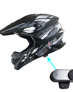 1Storm Motocross Adult Helmet Downhill Mountain Bike Helmet HF803 BMX MX ATV Dirt Bike Storm Style + Motorcycle Bluetooth Headset