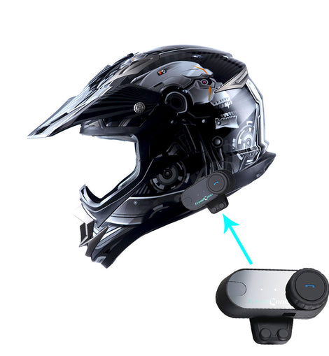 1Storm Adult Motocross Helmet Off Road MX BMX ATV Dirt Bike Mechanic HGXP14B + Motorcycle Bluetooth Headset