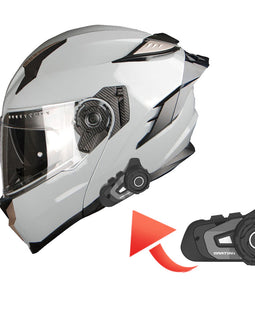 1Storm Motorcycle Modular Full Face Helmet DOT Adults Street Bike  Flip up Dual Visor Sun Inner Shield Anti Fog Pinlock Shield + Motorcycle Bluetooth Headset