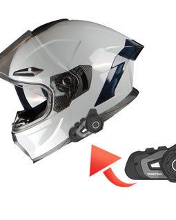 1Storm Motorcycle Full Face Helmet Dual Lens/Sun Visor + Motorcycle Bluetooth Headset