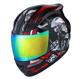 1Storm Motorcycle Bike Full Face Helmet Mechanic HJDJ11 + Motorcycle Bluetooth Headset