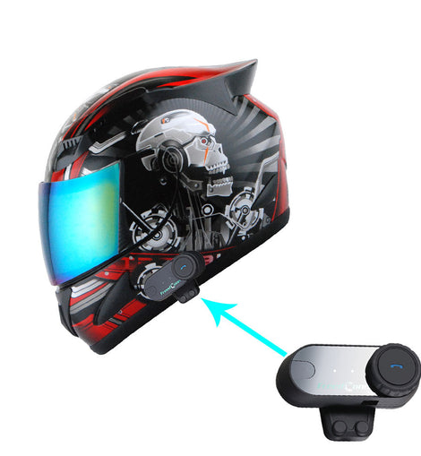 1Storm Motorcycle Bike Full Face Helmet Mechanic HJDJ11 + Motorcycle Bluetooth Headset