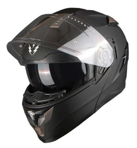1storm motorcycle street bike modular flip up dual visor full face helmet matt black on sale