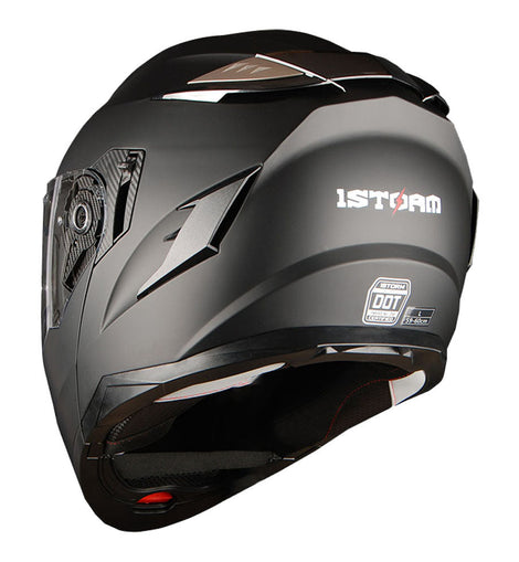 1storm motorcycle street bike modular flip up sale dual visor full face helmet matt black