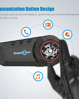 FreedConn KY-Pro Motocycle Helmet Waterproof and Wireless Bluetooth Headset /FM Radio/1000M Intercom/6 Riders Intercom/ Moto Biking & Skiiing/ Universal Pairing with most of other brands bluetooths